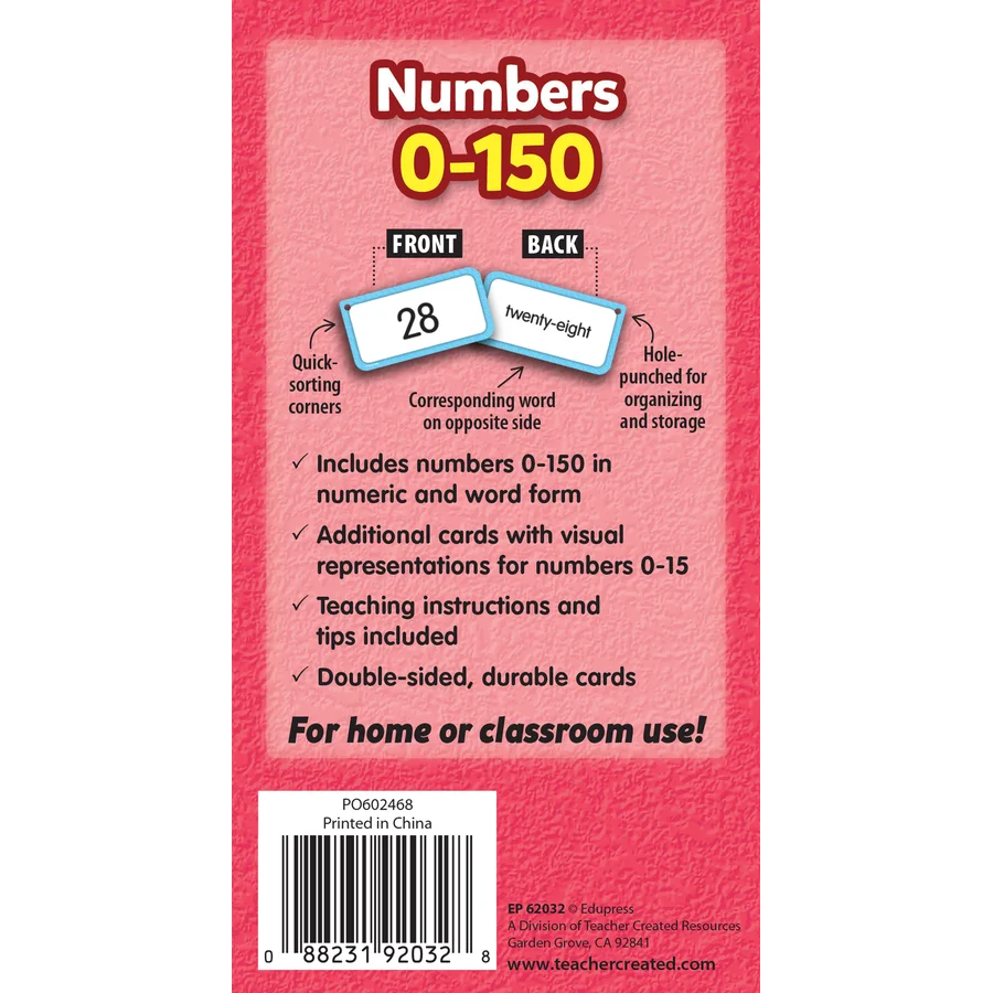Numbers Flashcards, 0-150
