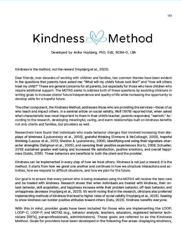 The MOTAS-EL (Meaningful Outcomes Treatment & Assessment Scale Early Learner) Guide