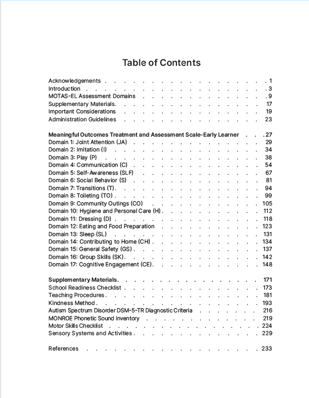 The MOTAS-EL (Meaningful Outcomes Treatment & Assessment Scale Early Learner) Guide