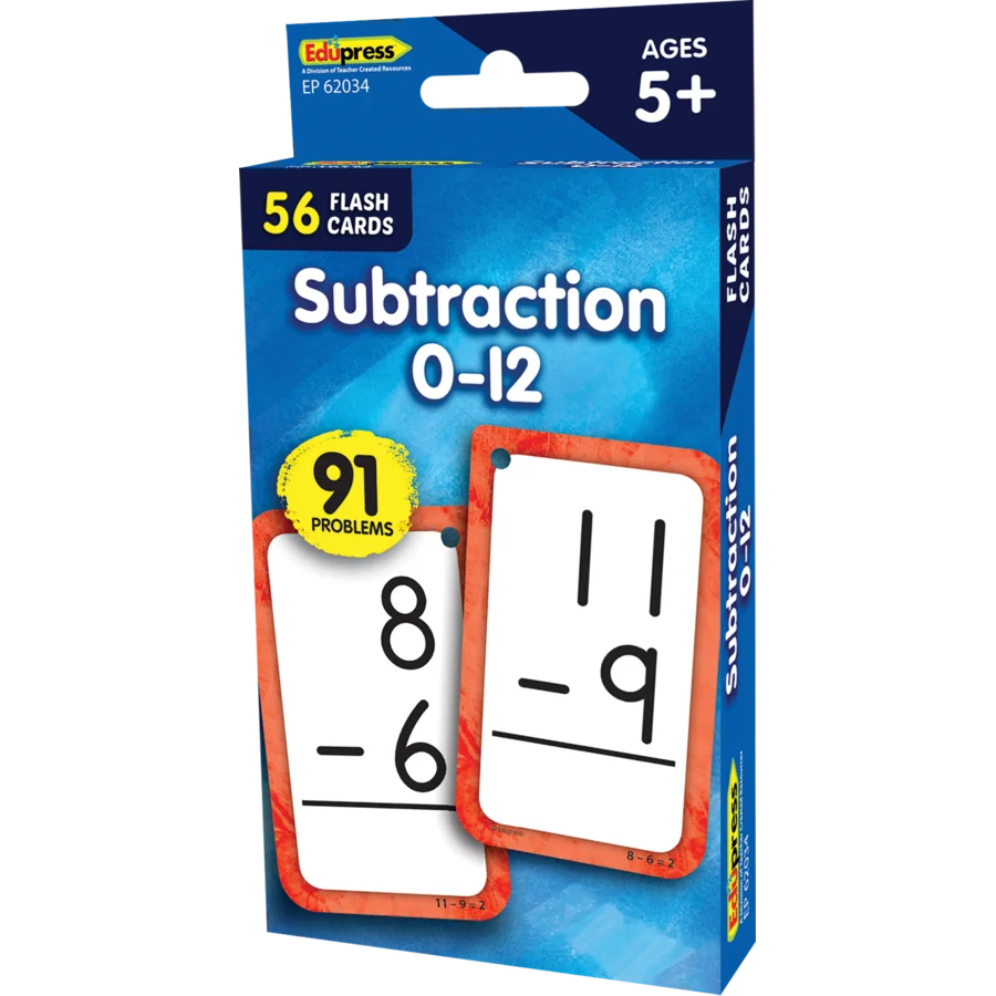 Subtraction Flashcards, 0-12