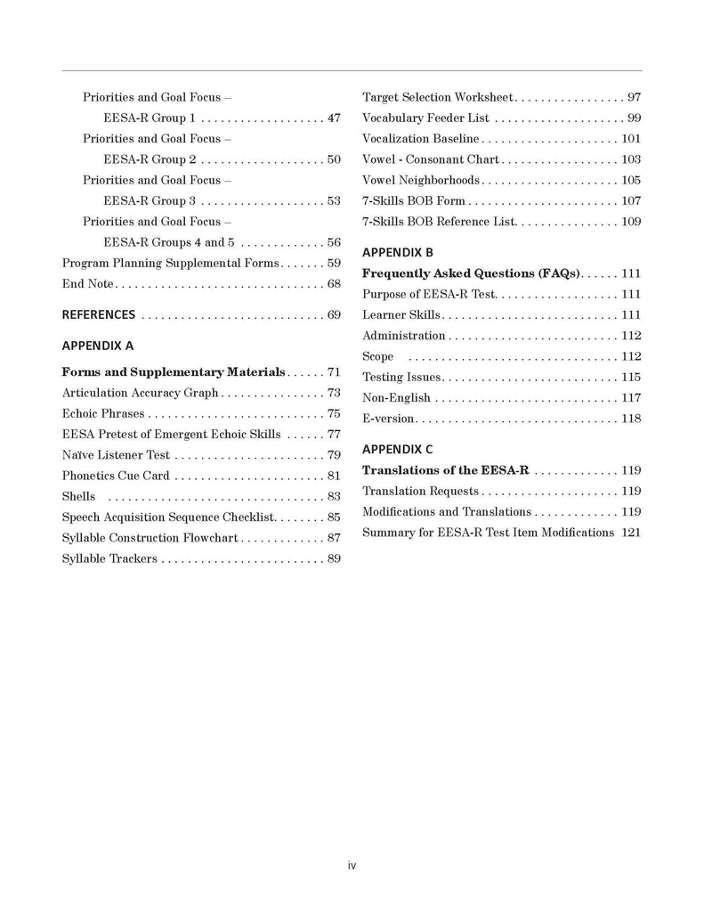 EESA Early Echoic Skills Assessment And Program Planner Set