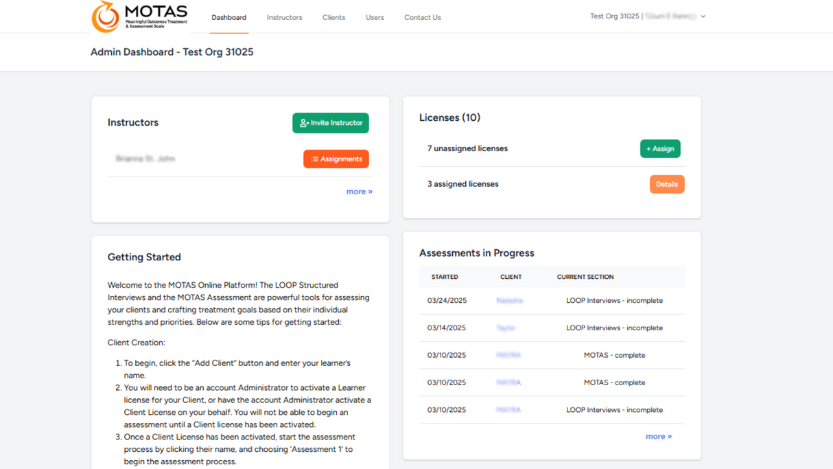 The MOTAS Online Platform
