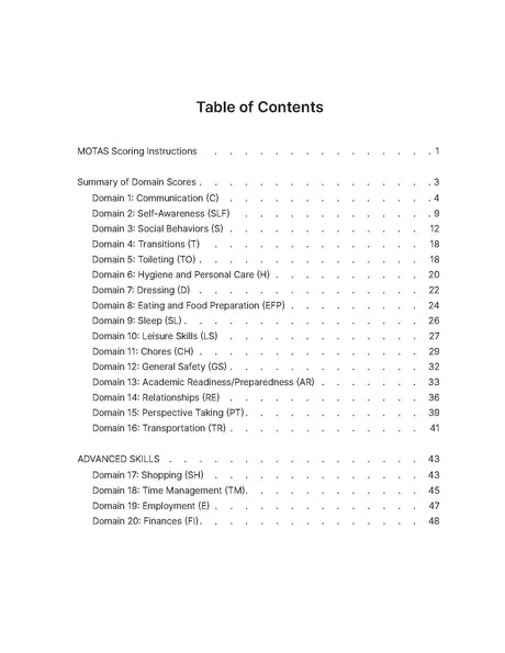 Meaningful Outcomes Treatment & Assessment Scale Scoring Booklet