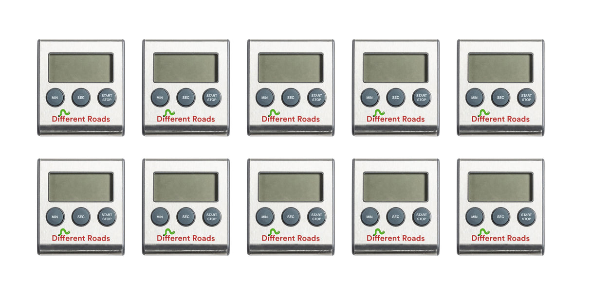 Ten Pack of Digital Timers, Forwards and Backwards, Magnetic back
