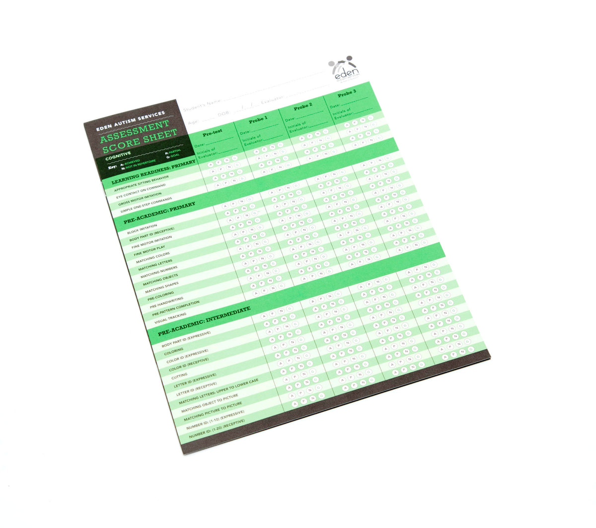 Cognitive Assessment Score Sheets for Autism: 10-Pack