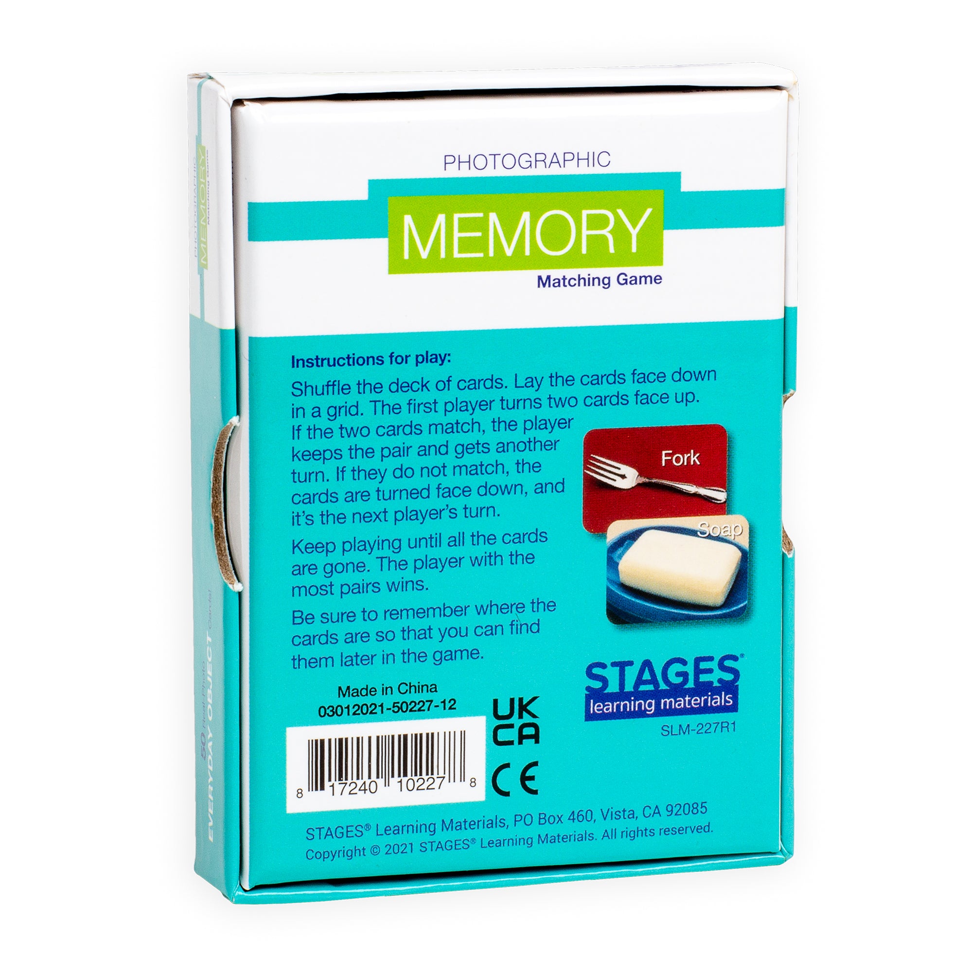 Everyday Objects Memory Matching Card Game for Children