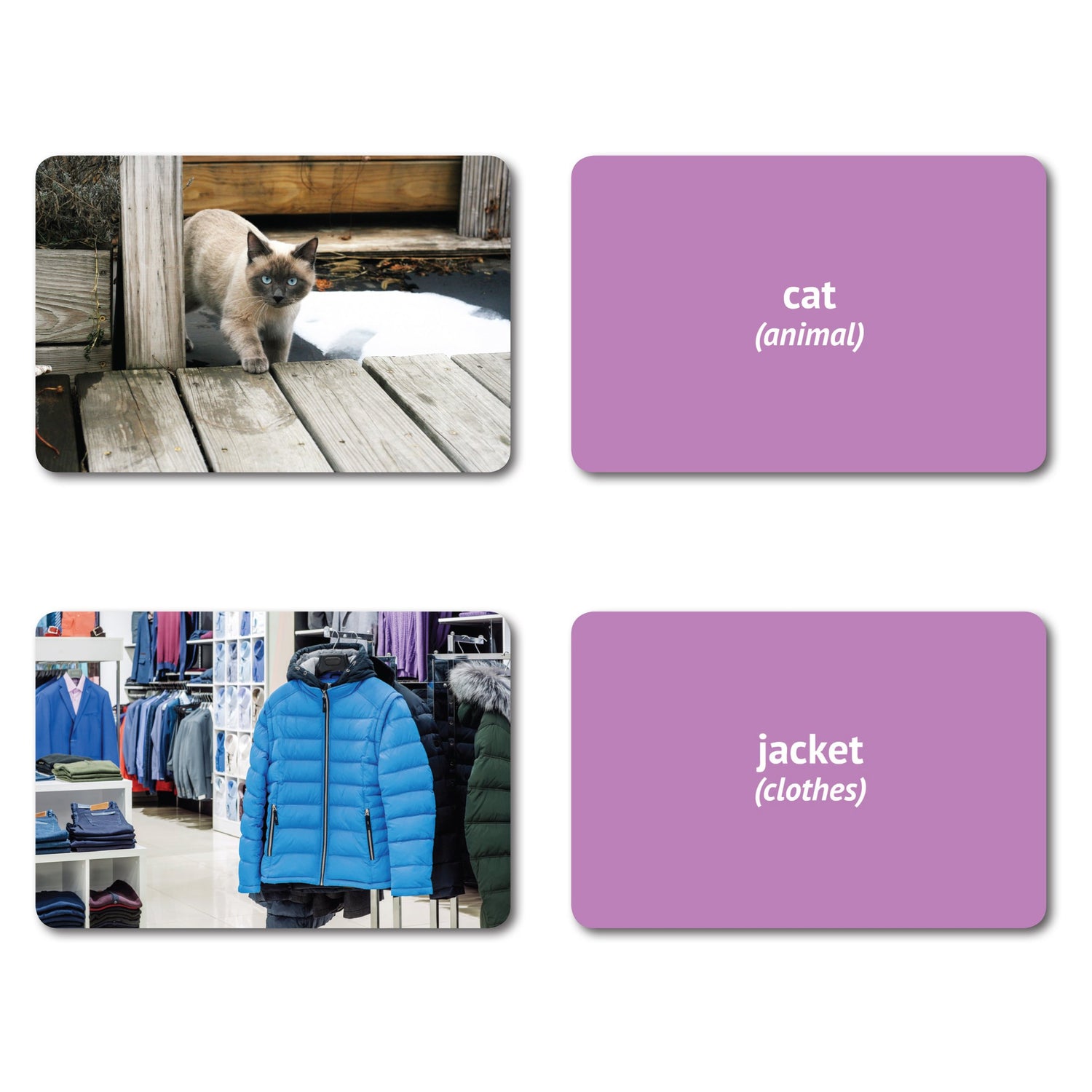 Categories Flashcards: 40 Language Photocards