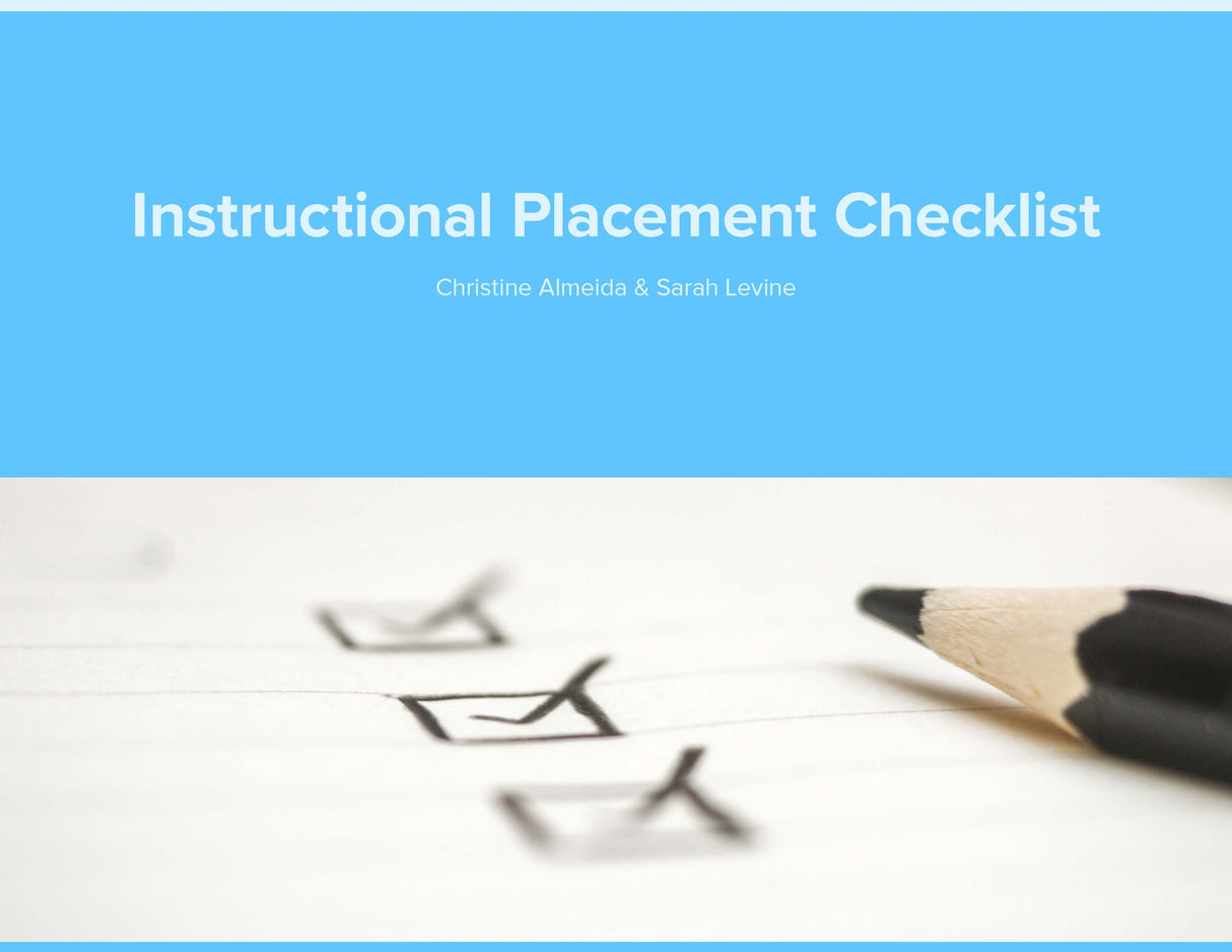 Instructional Placement Checklist: Classroom Placement Checklist for ASD Learners
