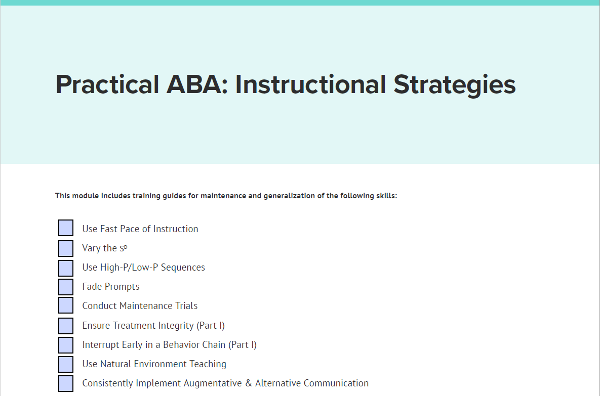 Practical ABA: Instructional Strategies: Digital Download